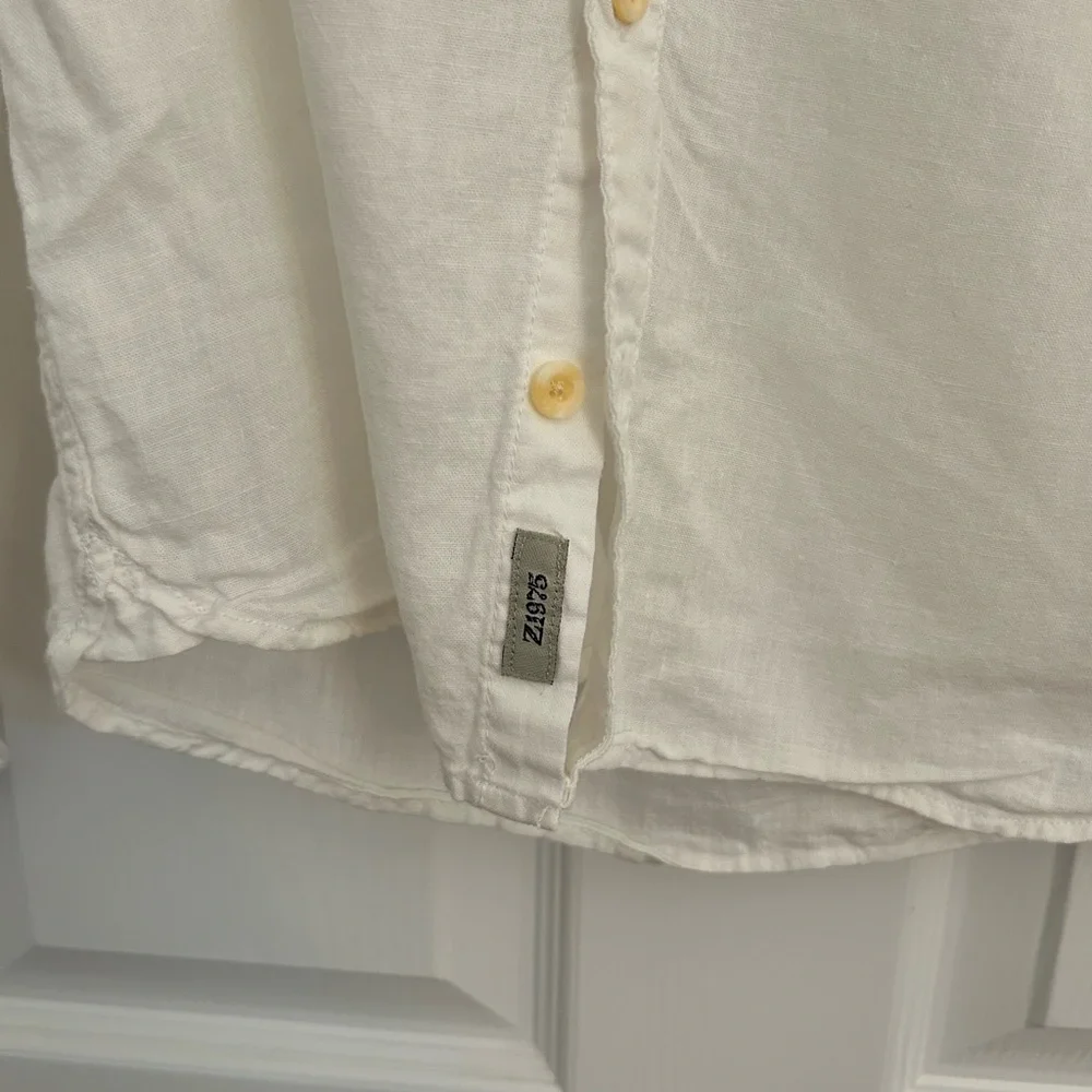 Boys Ivory/ White Linen Button-Up Shirt
